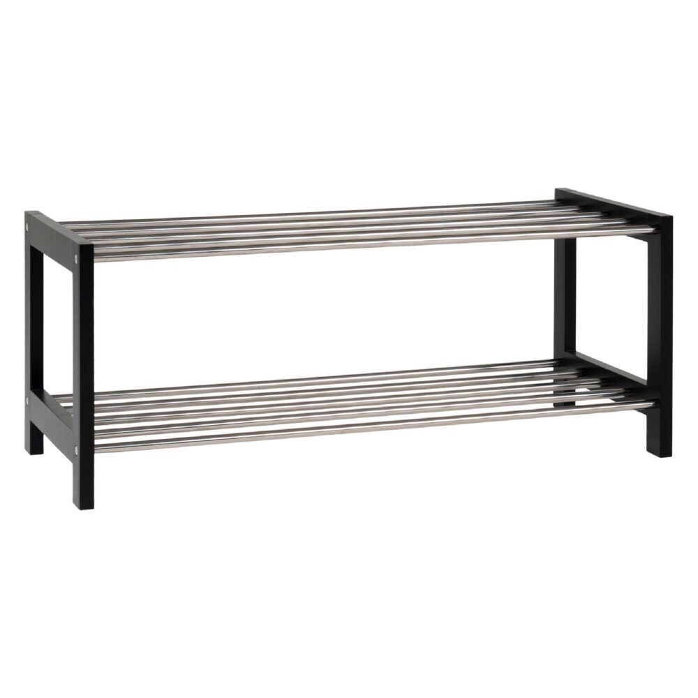 zwart houten schoenenrek 2 lagen afbeelding 1