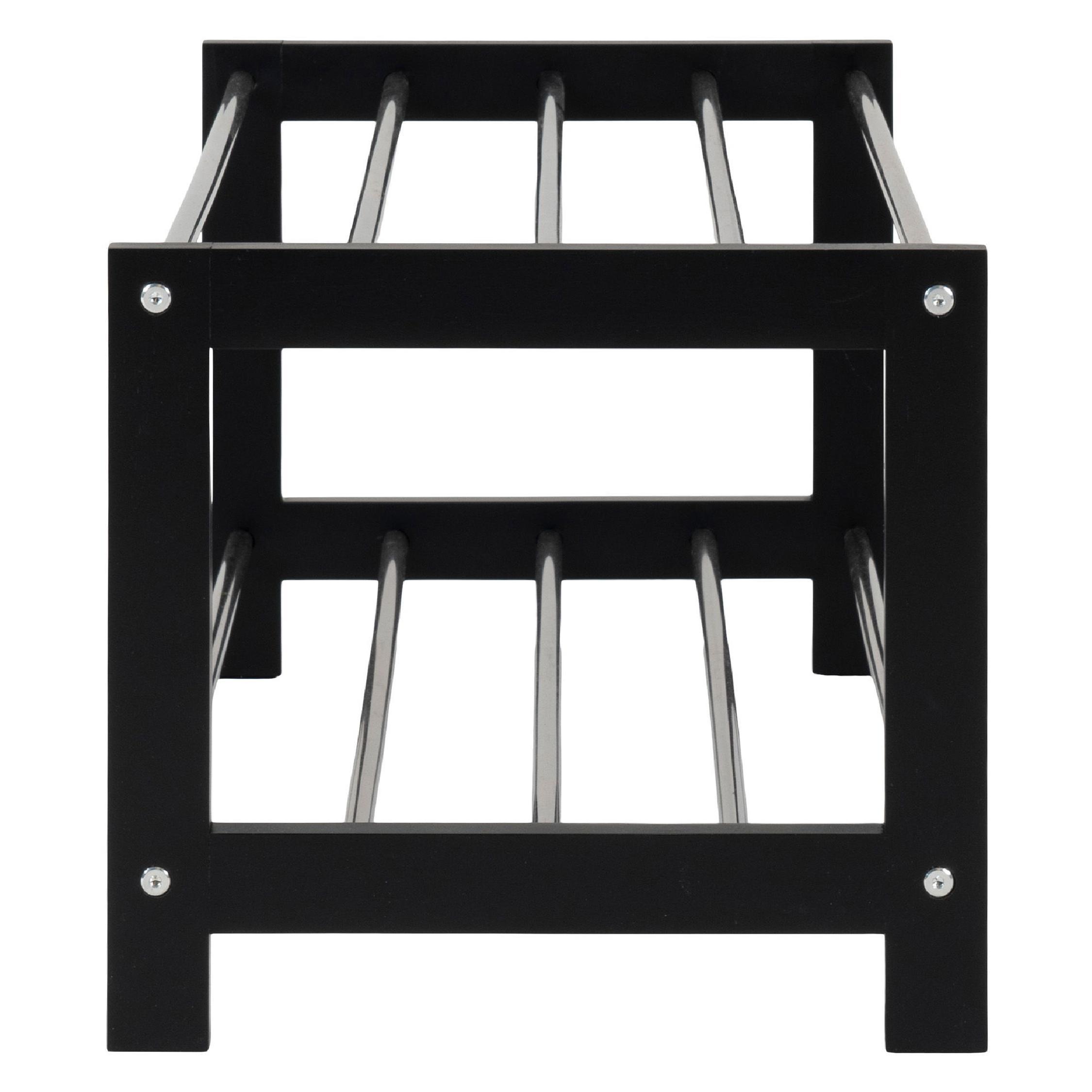 zwart houten schoenenrek 2 lagen afbeelding 3