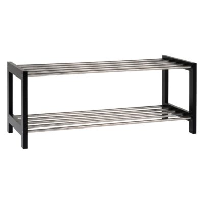 zwart houten schoenenrek 2 lagen afbeelding 1