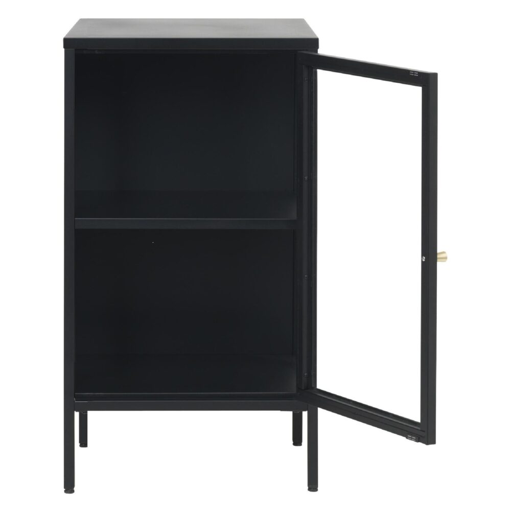metalen dressoir Maja zwart met glazen deur afbeelding 3