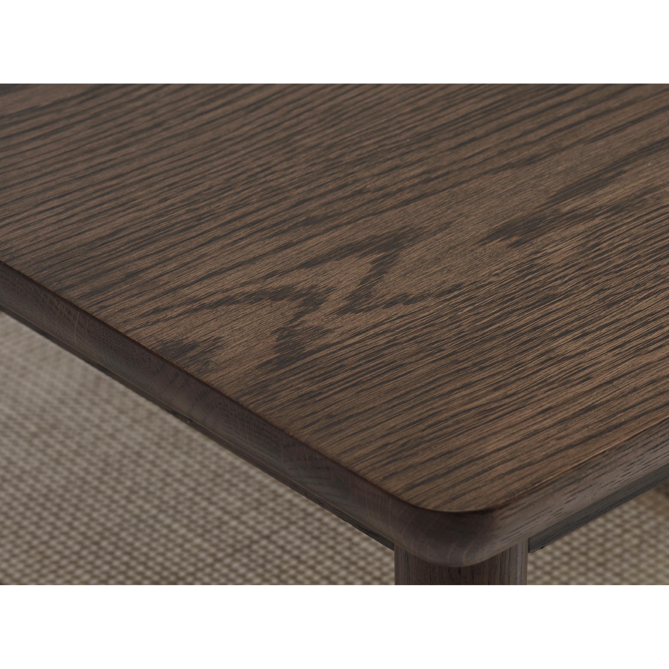 Enli rechthoekige eikenhouten salontafel met rotan legplank afbeelding 5