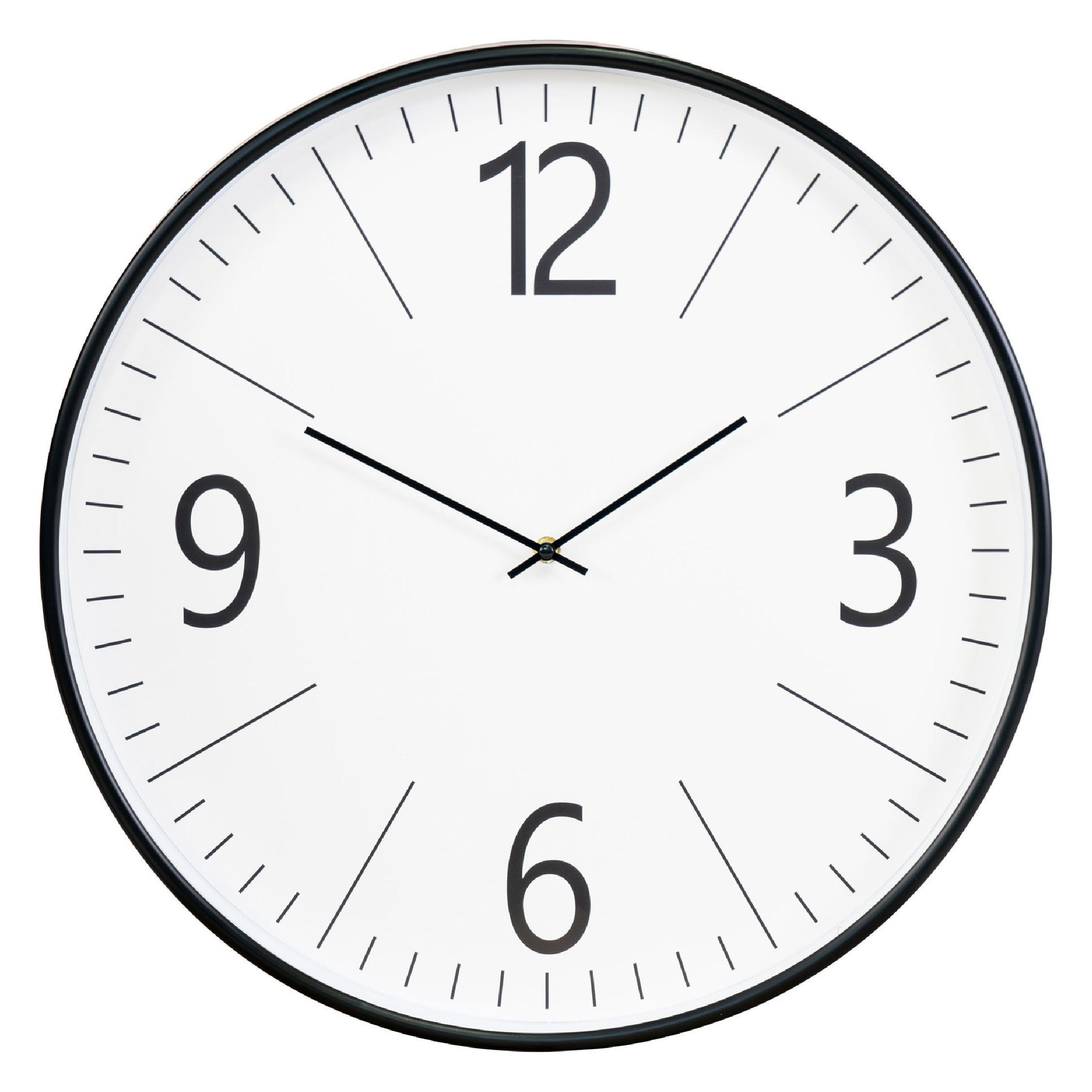 grote zwart wit wandklok stil uurwerk afbeelding 1