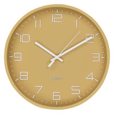 okergele stille wandklok 30 cm afbeelding 1