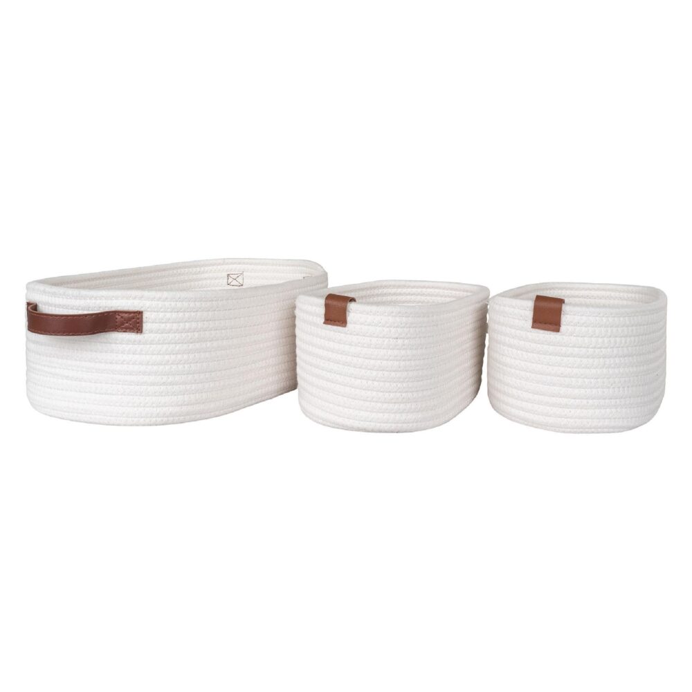 witte katoenen opbergmanden set afbeelding 1