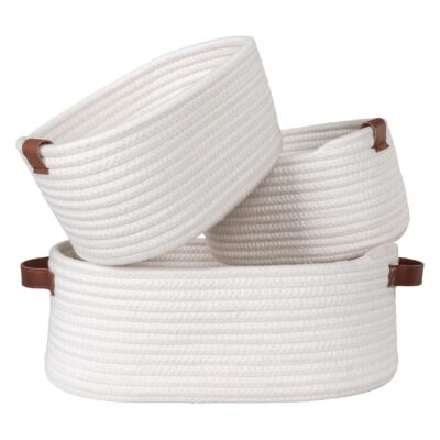 witte katoenen opbergmanden set afbeelding 3