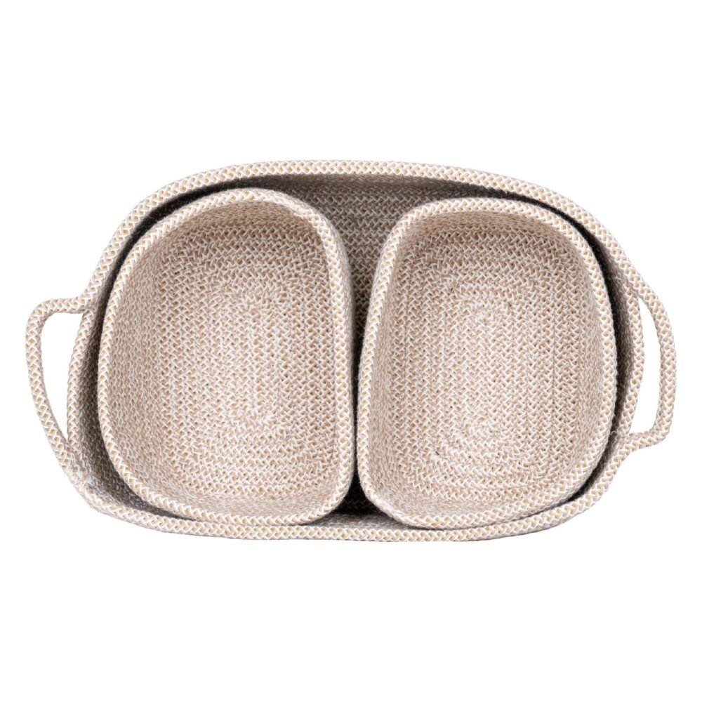 beige katoenen opbergmanden set van 3 afbeelding 3
