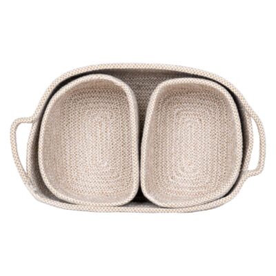 beige katoenen opbergmanden set van 3 afbeelding 3