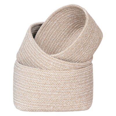 katoenen beige opbergmanden set van 3 afbeelding 3