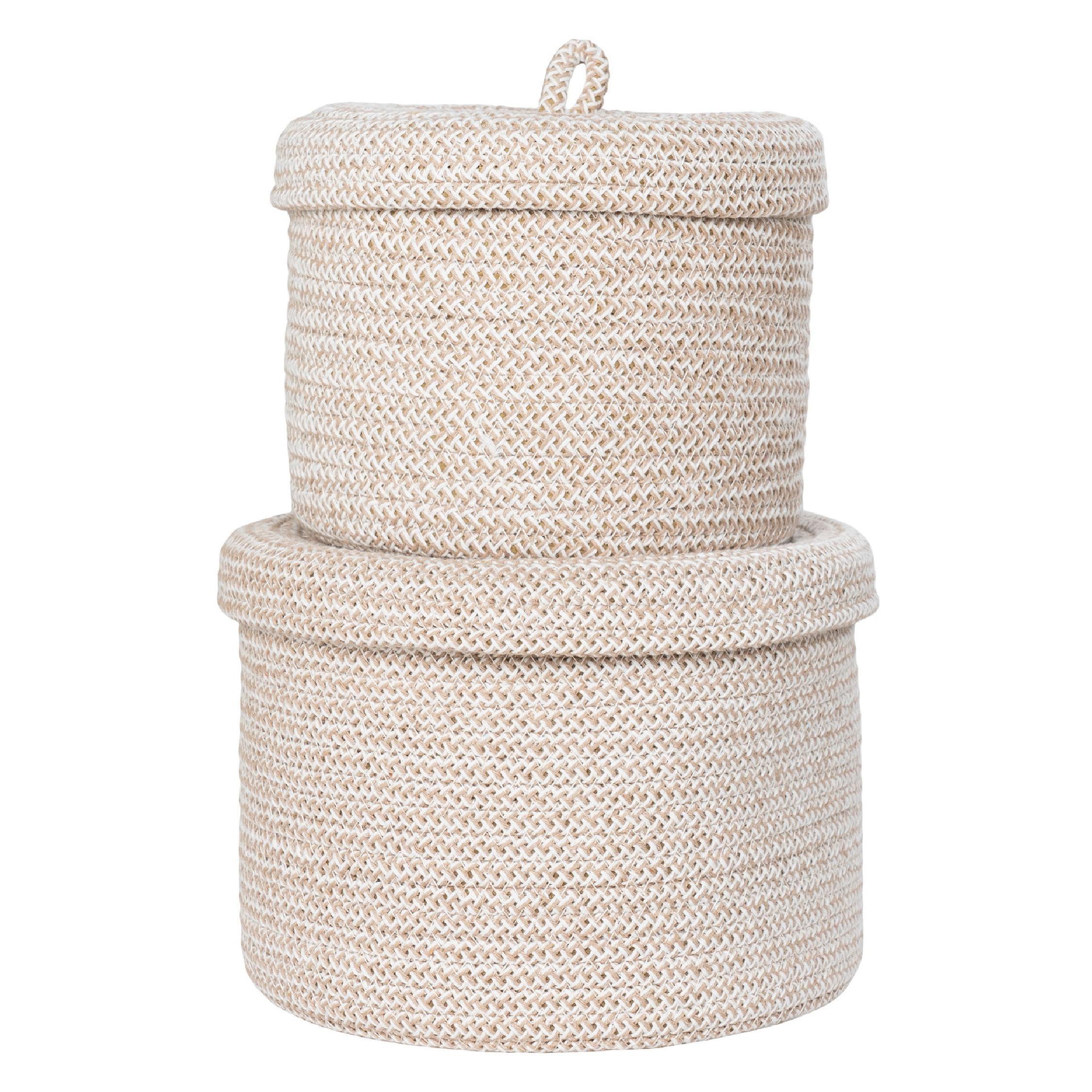 katoenen beige opbergmanden set afbeelding 3