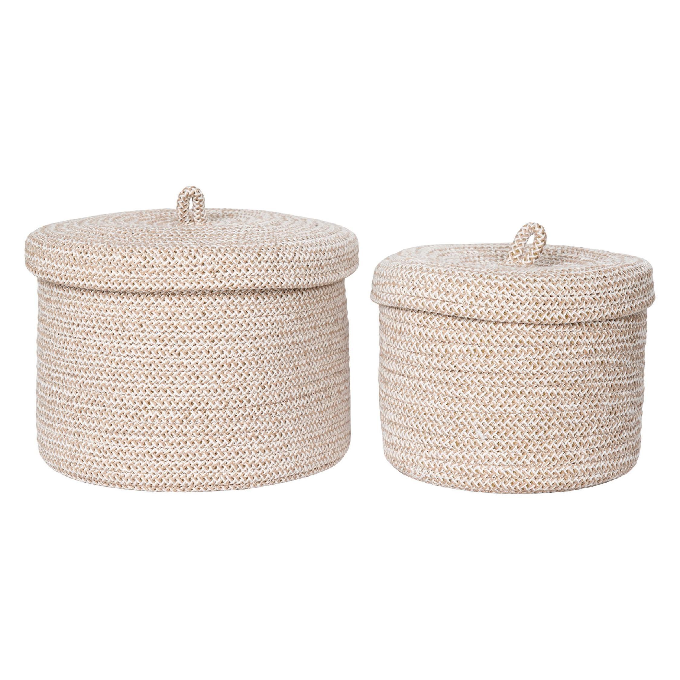 katoenen beige opbergmanden set afbeelding 1