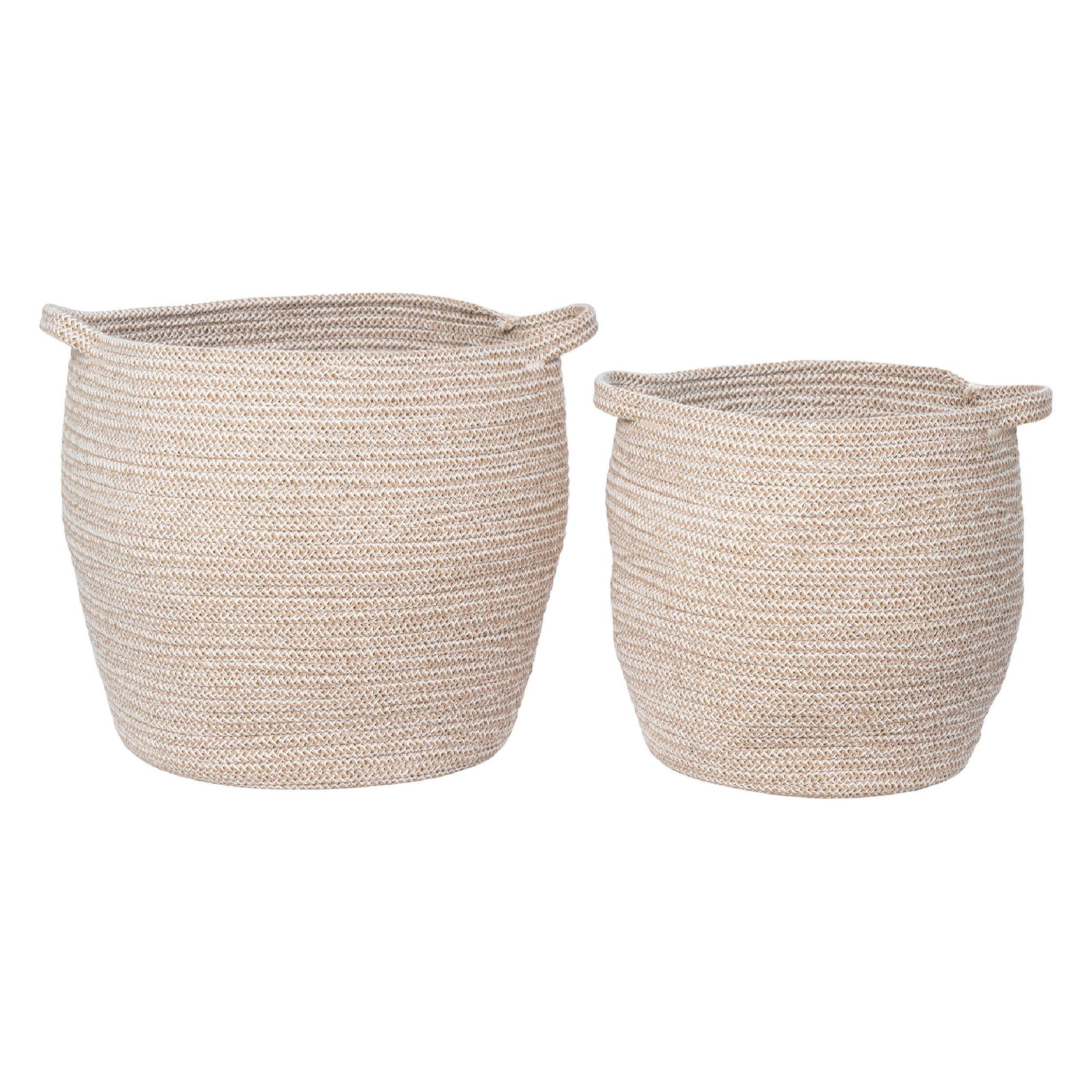 beige katoenen opbergmanden set afbeelding 1