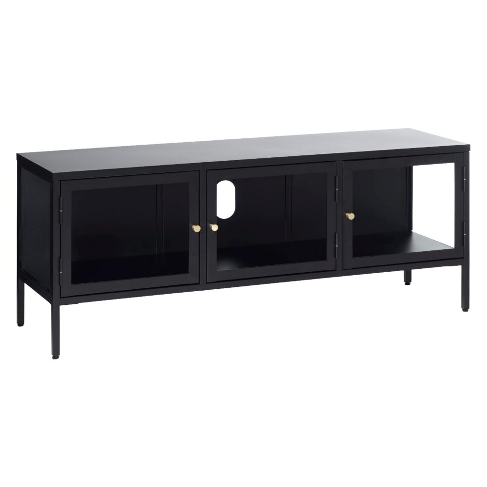 industrieel tv-meubel lowboard Maja met glazen deuren afbeelding 2