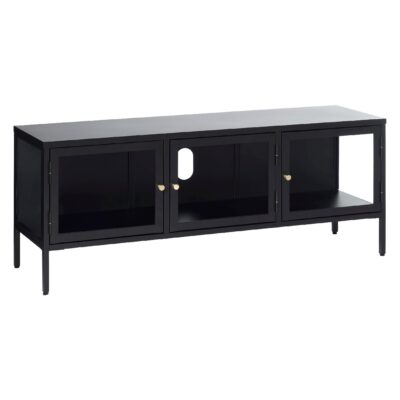 industrieel tv-meubel lowboard Maja met glazen deuren afbeelding 2