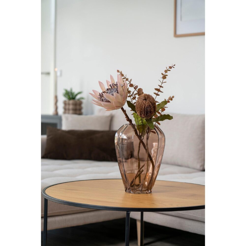 bruine glazen bloemenvaas rond 22x29 afbeelding 3