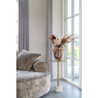 bruine glazen bloemenvaas rond 22x29 afbeelding 4