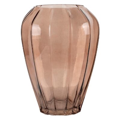 bruine glazen bloemenvaas rond 22x29 afbeelding 1