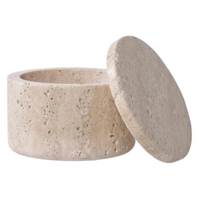 travertijn voorraadpot met deksel afbeelding 2