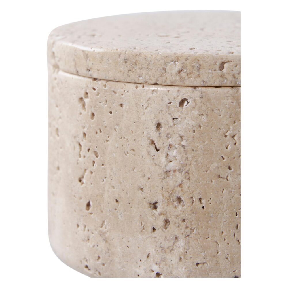 travertijn voorraadpot met deksel afbeelding 3