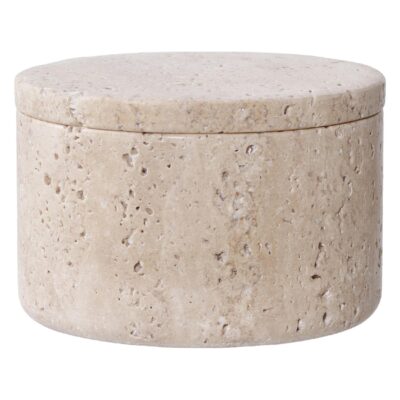 travertijn voorraadpot met deksel afbeelding 1