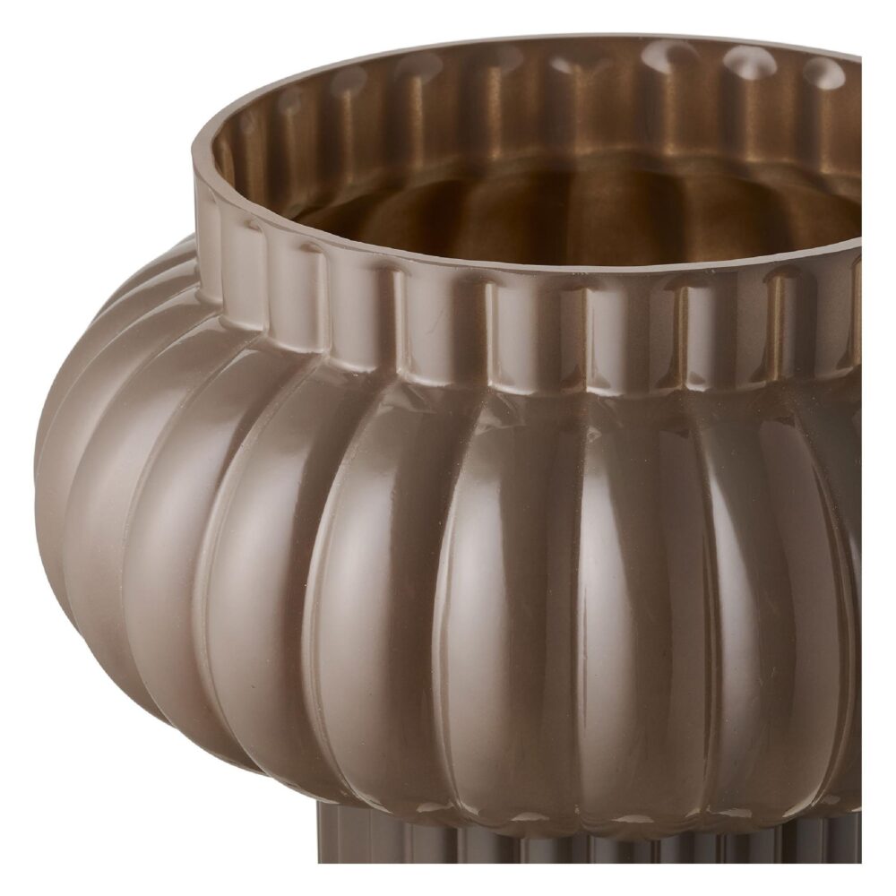 bruine mondgeblazen glazen vaas 27 cm afbeelding 2