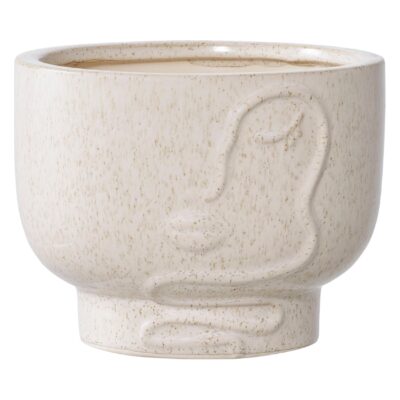 beige keramische bloempot 15 cm afbeelding 1