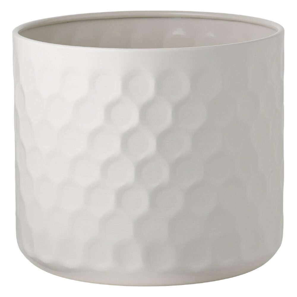 witte metalen bloempot 24