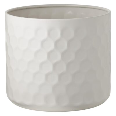 witte metalen bloempot 24