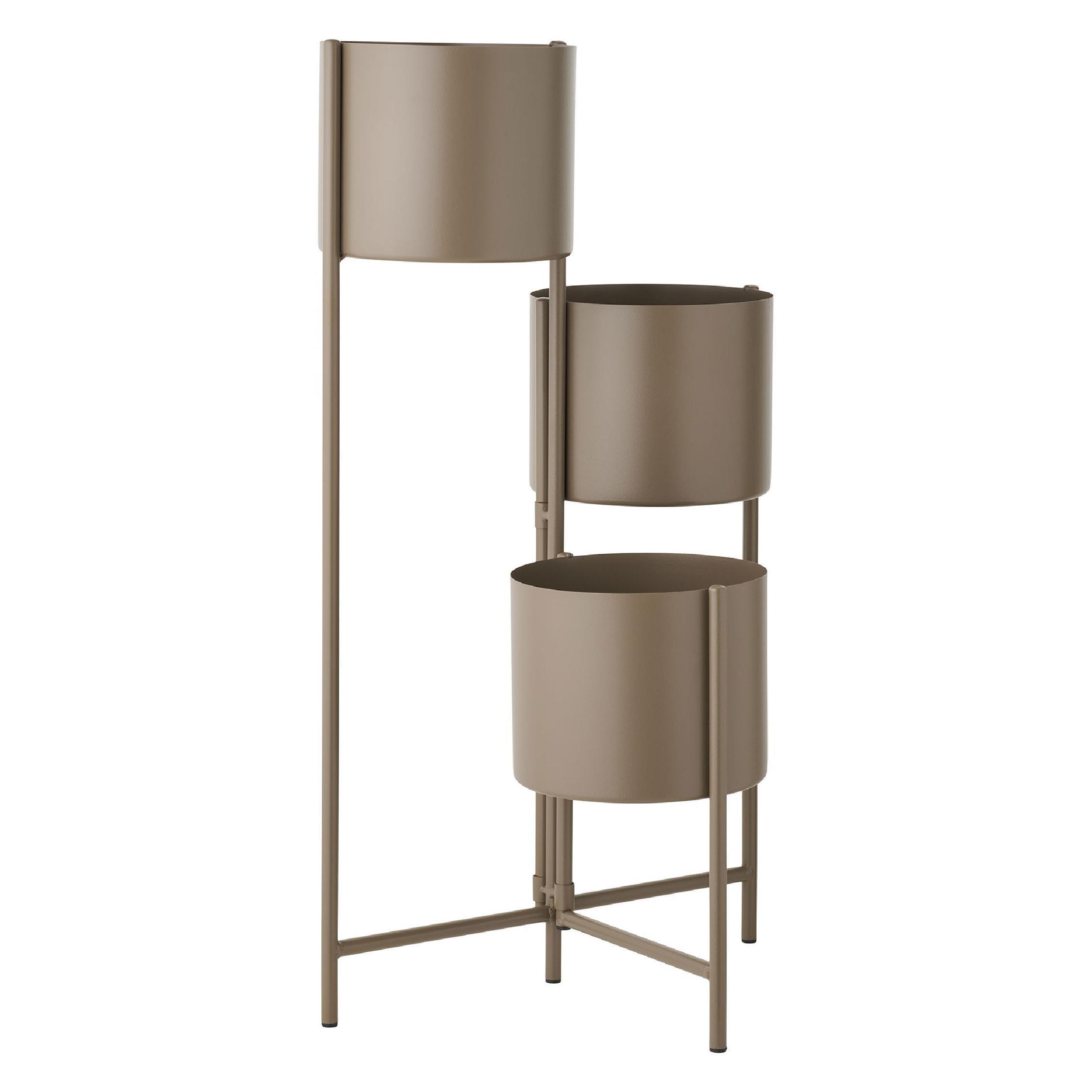 hoge stalen bloempot met plantenstandaard bruin afbeelding 2