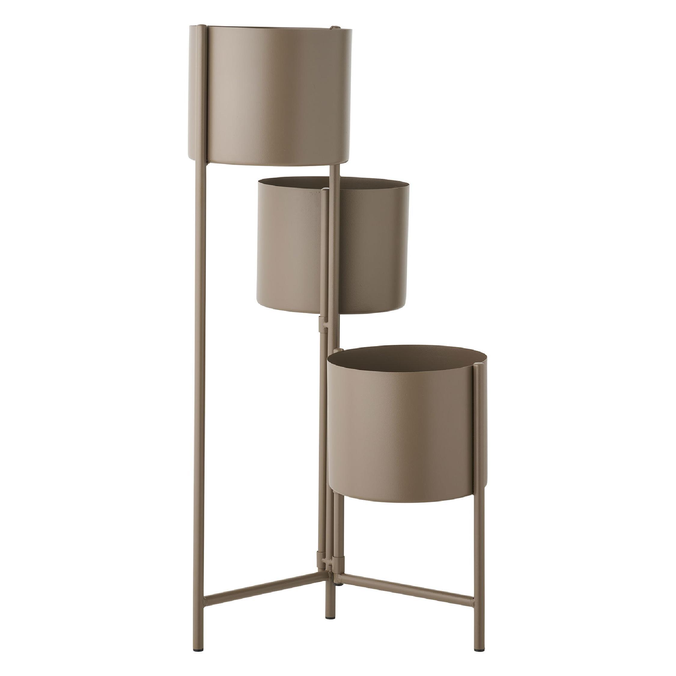 hoge stalen bloempot met plantenstandaard bruin afbeelding 3