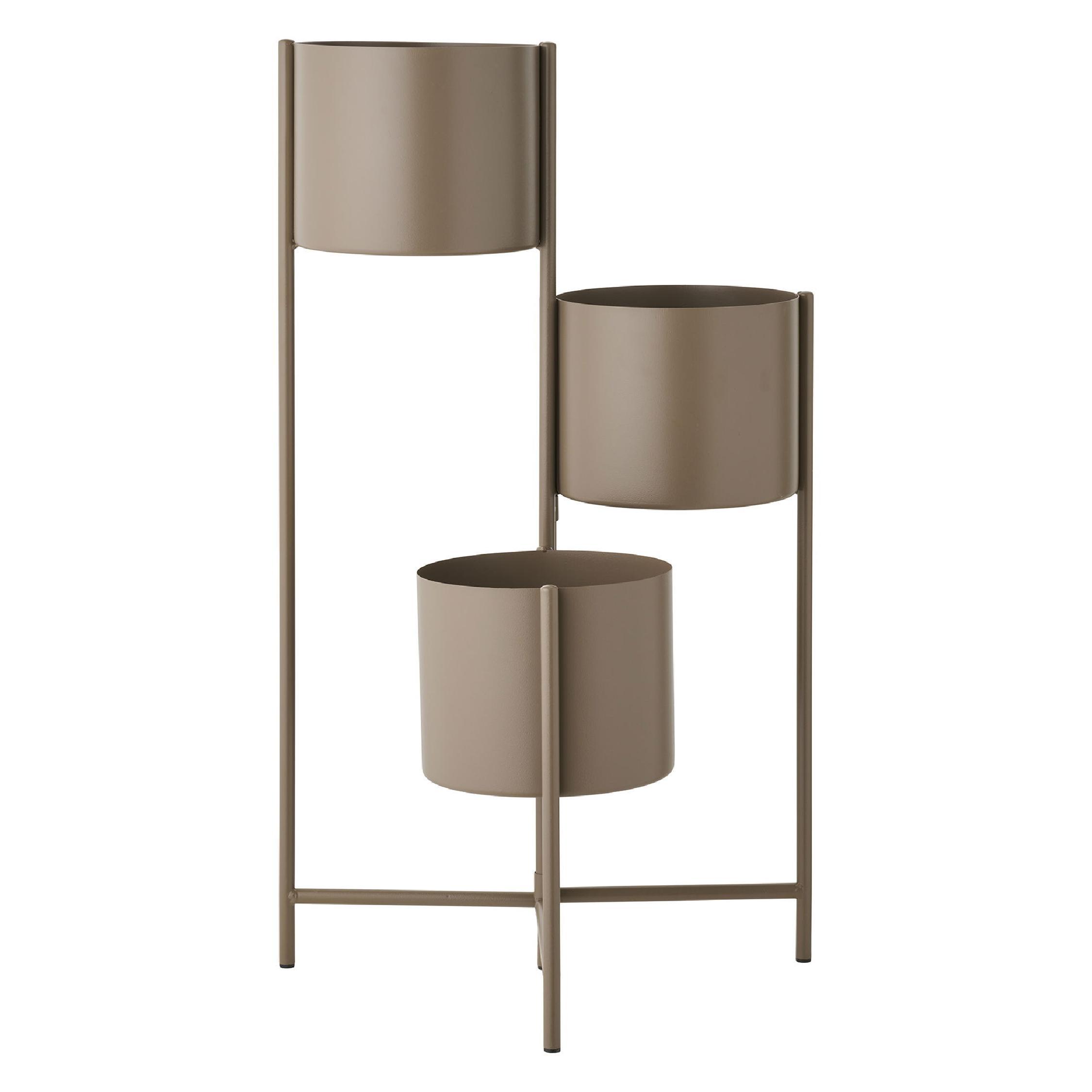 hoge stalen bloempot met plantenstandaard bruin afbeelding 1