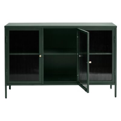 dressoir Leni donkergroen met geribbeld glas afbeelding 4