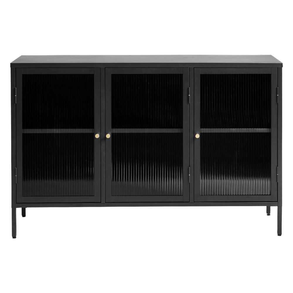 zwart metalen dressoir Leni met glazen deuren afbeelding 1