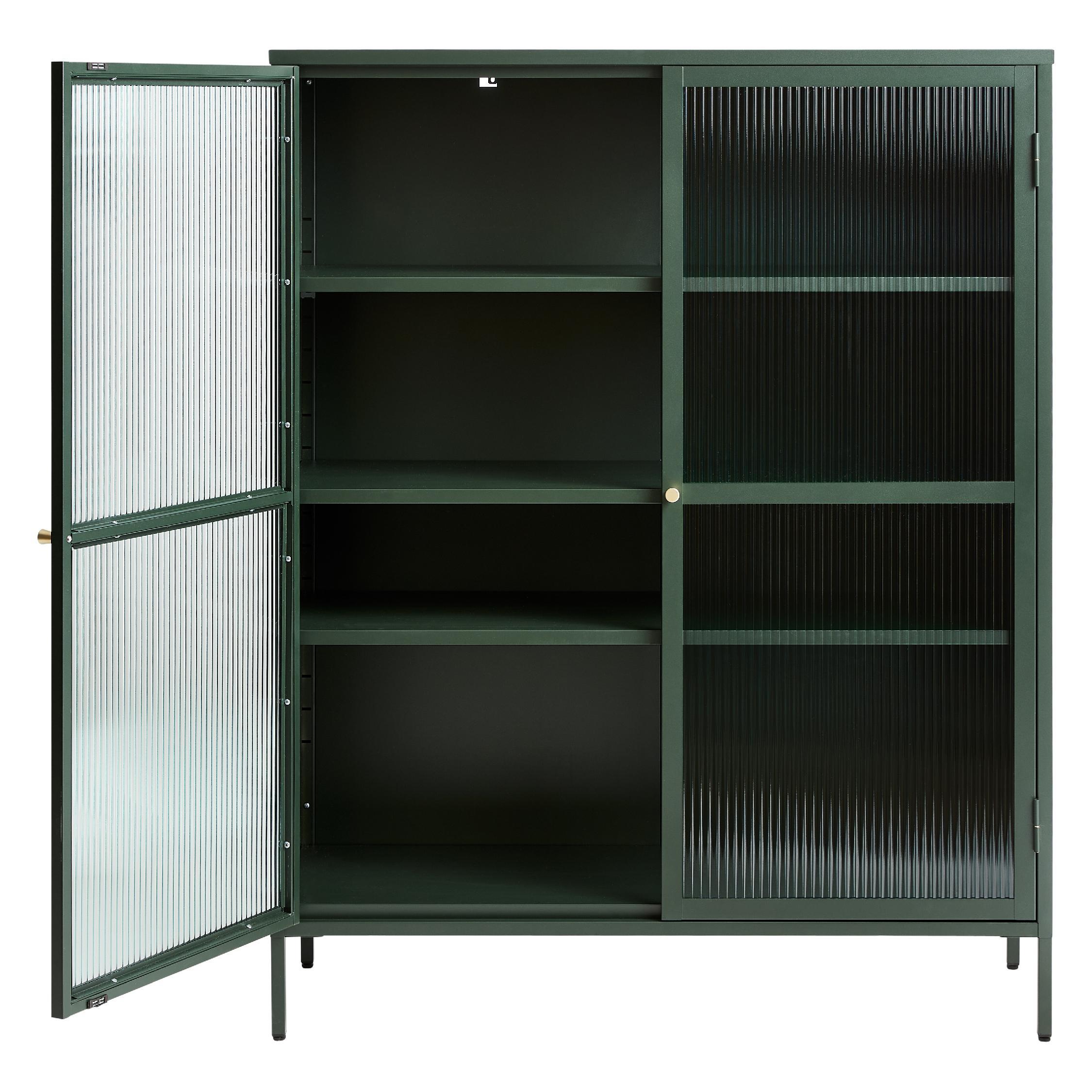 metalen vitrinekast Leni donkergroen afbeelding 4