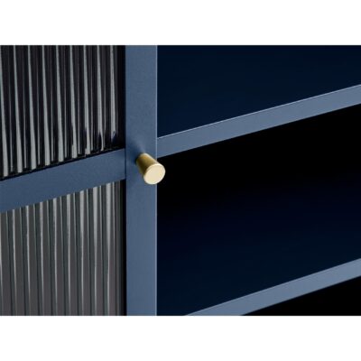 metalen vitrinekast Leni blauw met glazen deuren afbeelding 3