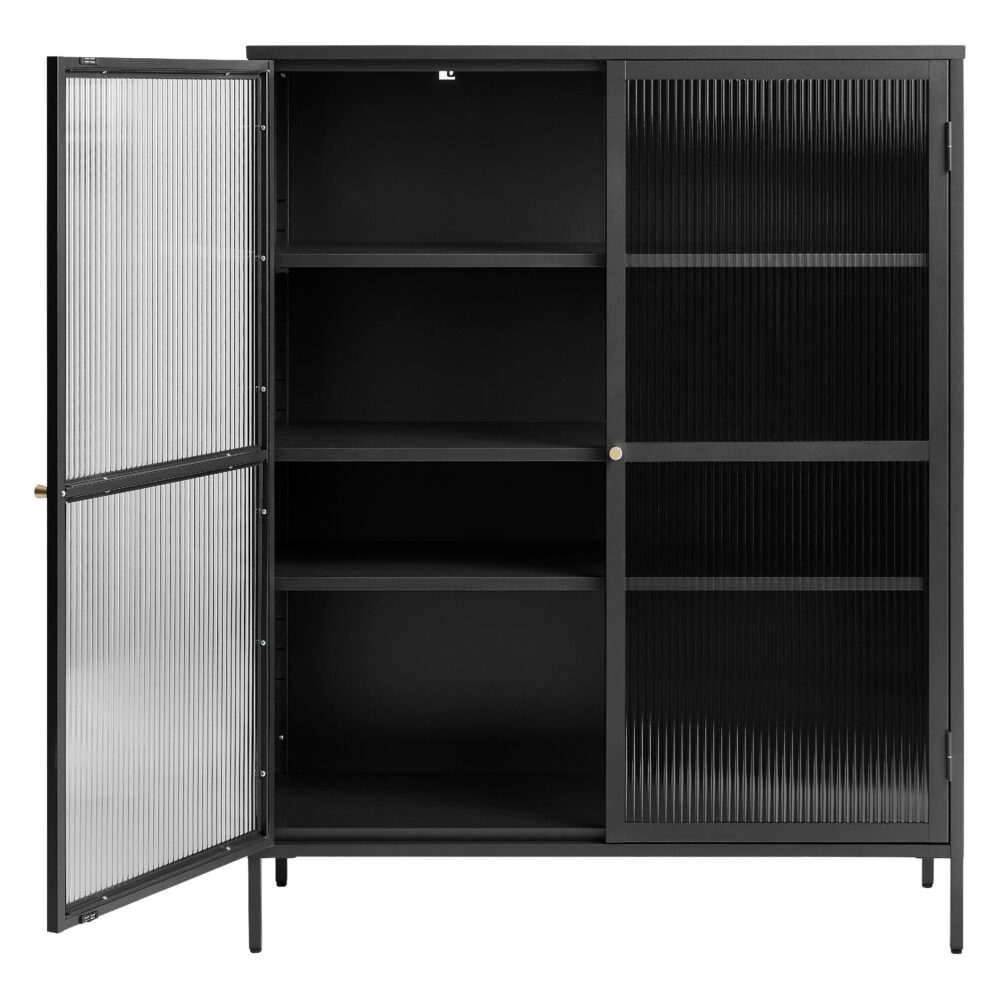 zwarte metalen vitrinekast Leni afbeelding 4