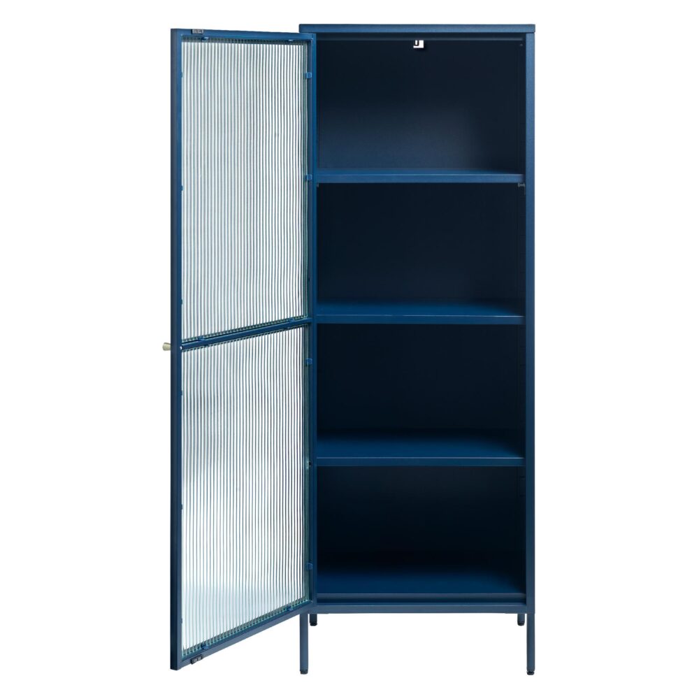 smalle metalen vitrinekast Leni blauw afbeelding 3