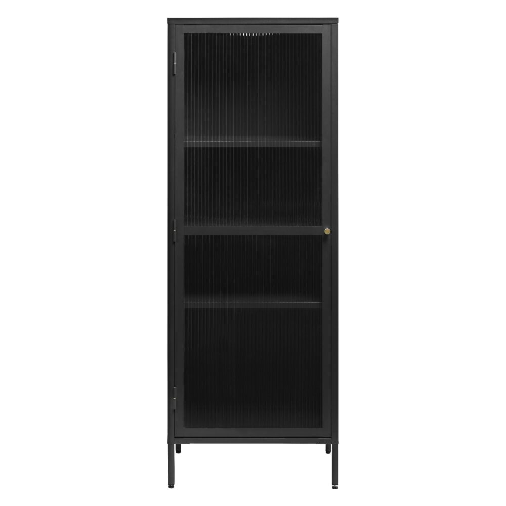 metalen vitrinekast Leni met geribbeld glas afbeelding 1