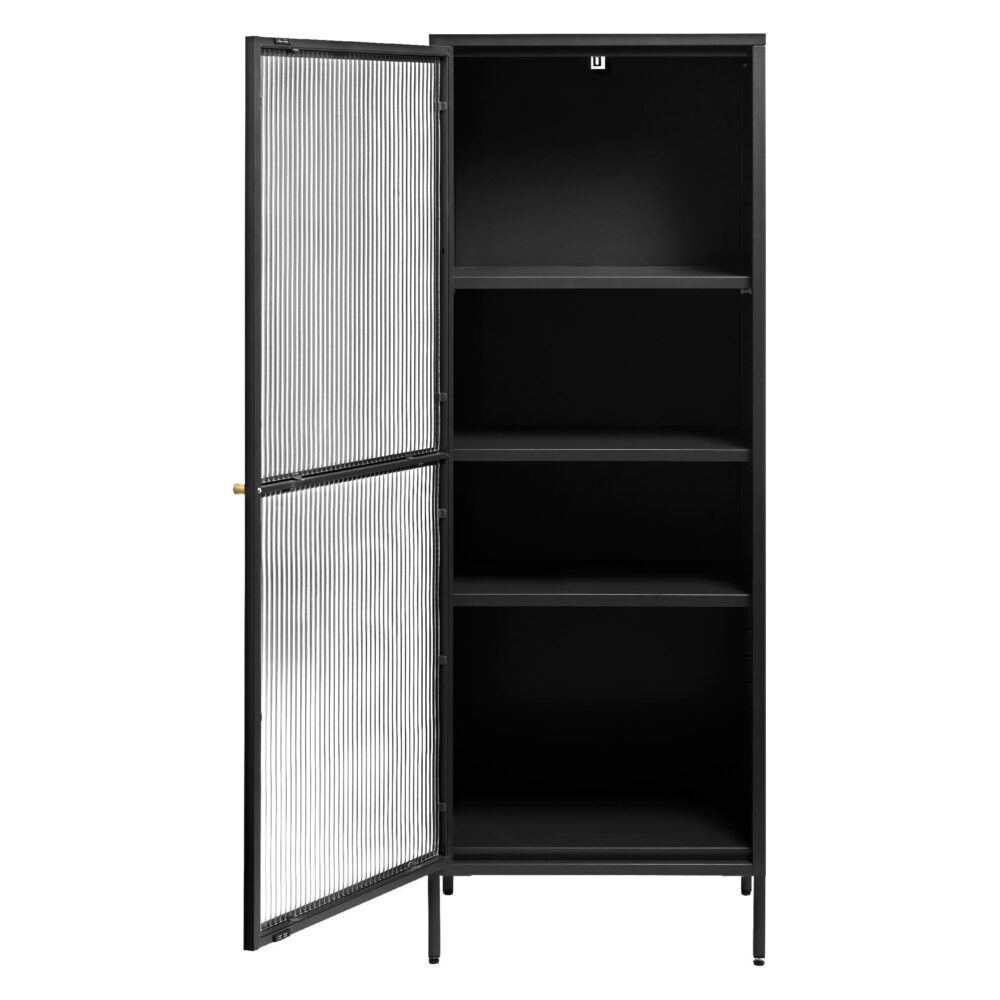 metalen vitrinekast Leni met geribbeld glas afbeelding 3