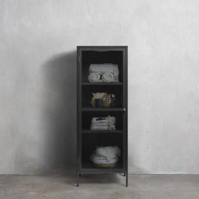 metalen vitrinekast Leni met geribbeld glas afbeelding 5