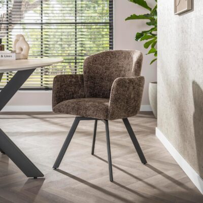 draaibare taupe eetkamerstoelen met armleuning Ami afbeelding 7