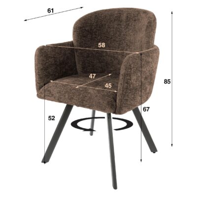 draaibare taupe eetkamerstoelen met armleuning Ami afbeelding 6