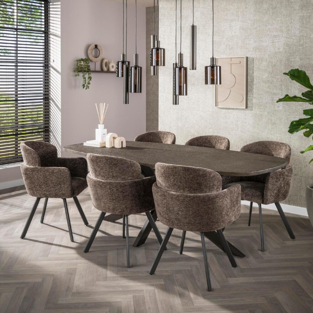 draaibare taupe eetkamerstoelen met armleuning Ami afbeelding 9