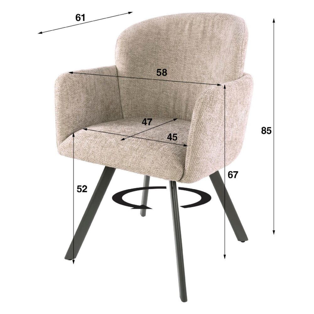 draaibare eetkamerstoelen Ami zand afbeelding 6