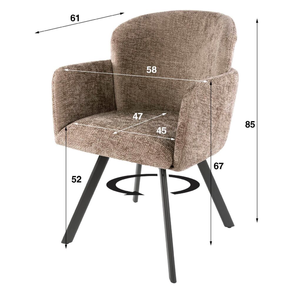 draaibare eetkamerstoel Ami champagne afbeelding 6