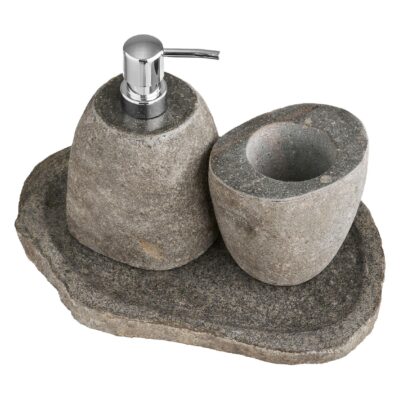 natuurstenen badkamer accessoires set afbeelding 2