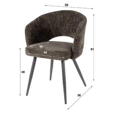 Vona eetkamerstoelen set van 2 bruin afbeelding 2