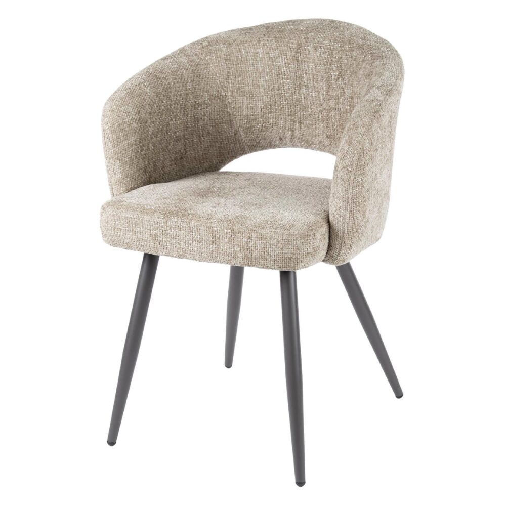 Vona bouclé eetkamerstoelen zand afbeelding 1