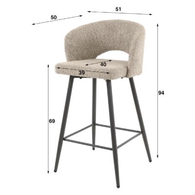 bouclé barstoelen zand Vona afbeelding 2