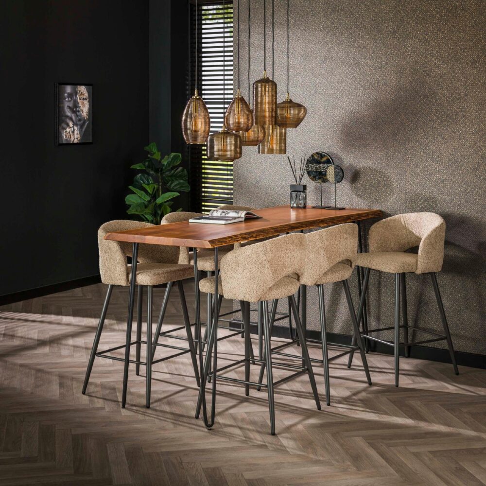 bouclé barstoelen zand Vona afbeelding 4