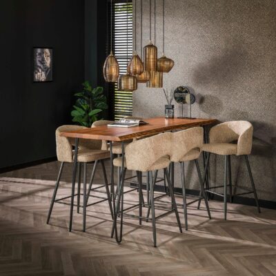 bouclé barstoelen zand Vona afbeelding 4